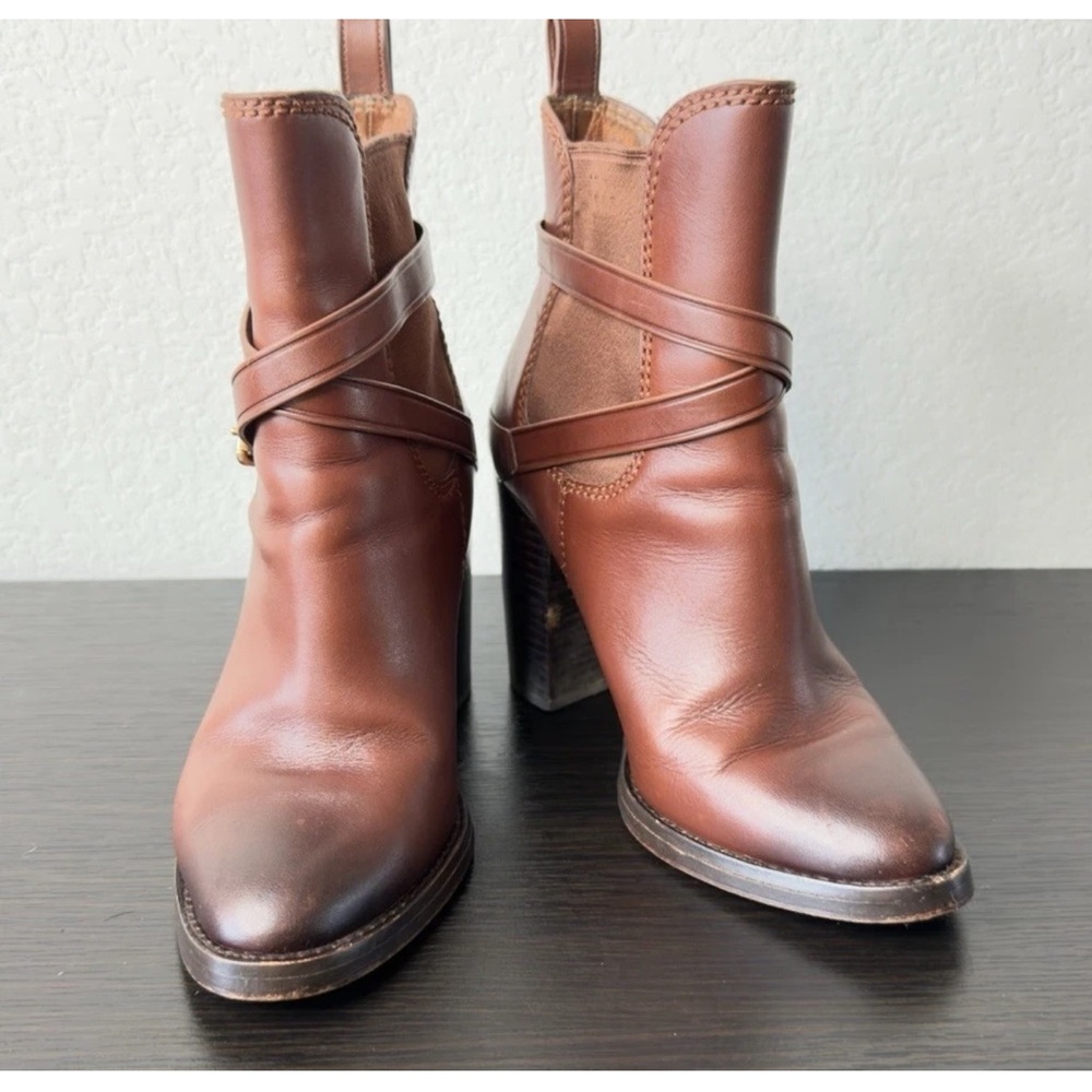 Coach Saddle Cognac Brown Jackson Ankle Boots Women's 8